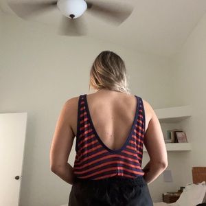 T by Alexander Wang. Blue and red striped tank